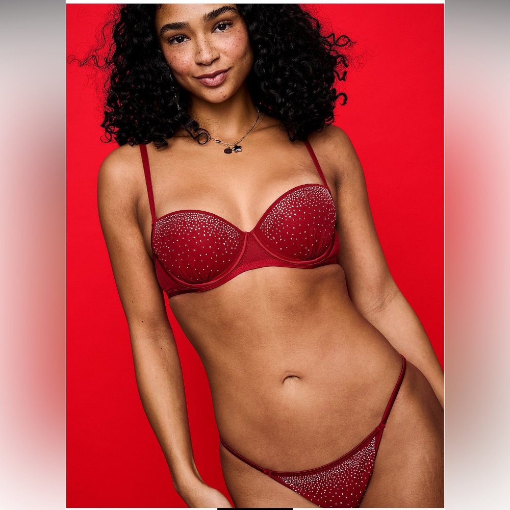 ✨VS Pink Wink NEW ultra sparkle bling push up balconette bra sz 36DD NWT - Picture 6 of 15